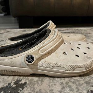 White Crocs with Fuzz Men's Size 8